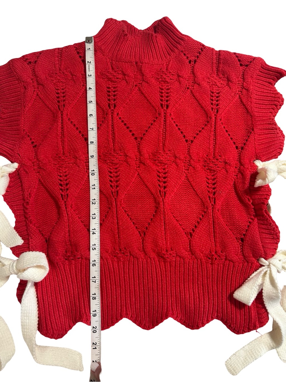 &merci Red Cable Knit Side-Tie
Mock Neck Sweater Vest - Picture 7 of 8